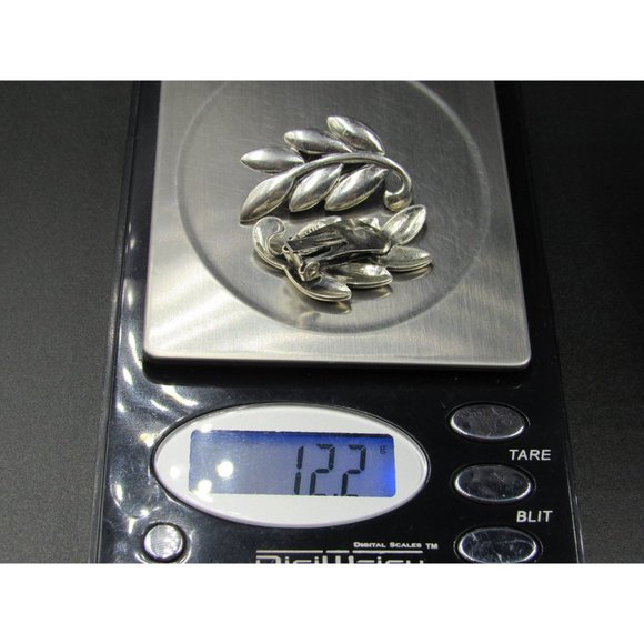 Sterling Silver Leaf Nature Clip On Earrings Vintage Wedding Engagement - Picture 7 of 7